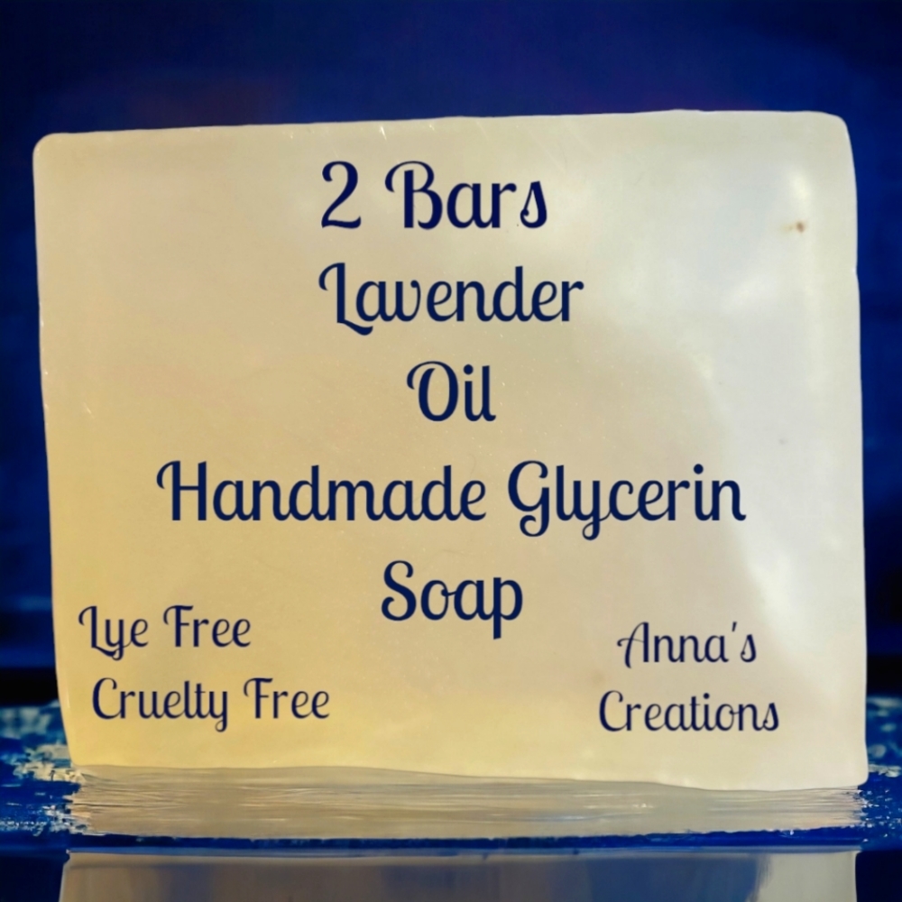 2 Handcrafted Anna's Creations Lavender Honey Glycerin Bar Soap Cruelty/Lye Free